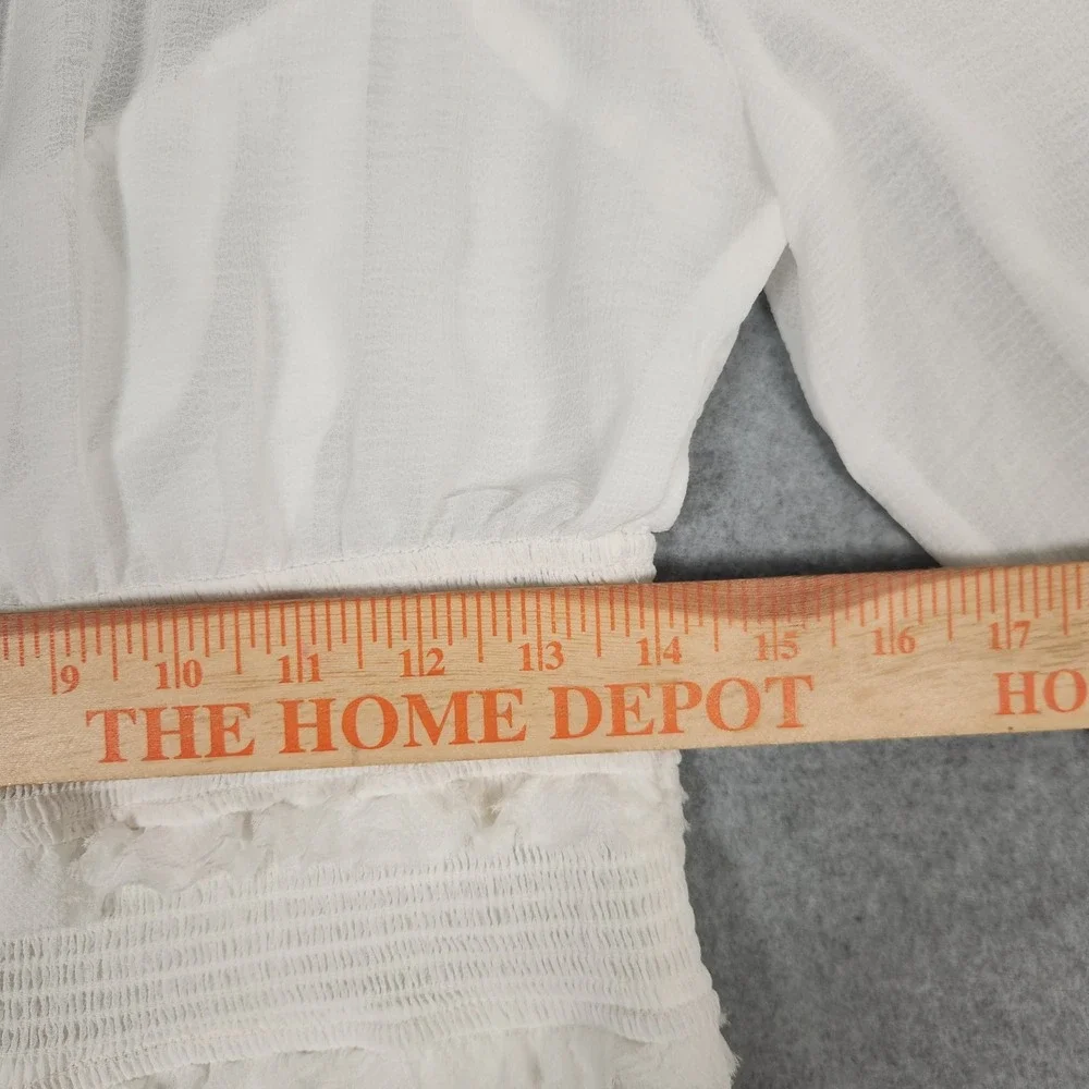 Free People Lolita Top Medium White Balloon Sleeve Cottagecore Boho Fairy